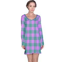 Plaid Pattern Long Sleeve Nightdress by ValentinaDesign