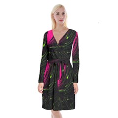 Colors Long Sleeve Velvet Front Wrap Dress