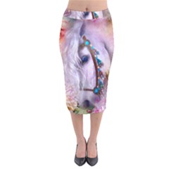 Romantic White Horse Velvet Midi Pencil Skirt by 2017