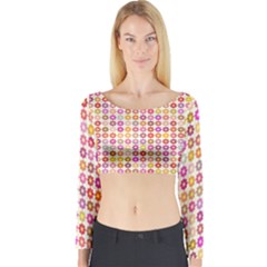 Multicolored Floral Pattern Long Sleeve Crop Top by linceazul