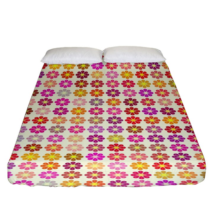 Multicolored Floral Pattern Fitted Sheet (King Size)