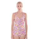 Multicolored Floral Pattern Boyleg Halter Swimsuit  View1