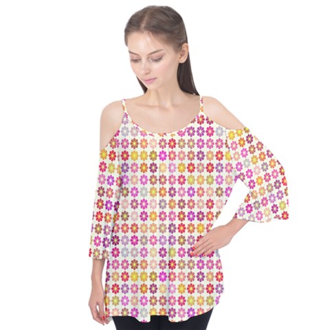 Multicolored Floral Pattern Flutter Tees by linceazul