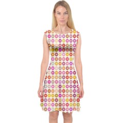 Multicolored Floral Pattern Capsleeve Midi Dress by linceazul