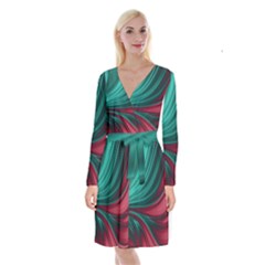 Colors Long Sleeve Velvet Front Wrap Dress