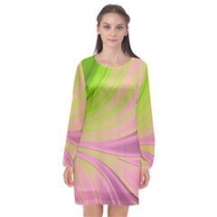 Colors Long Sleeve Chiffon Shift Dress 