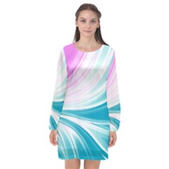 Colors Long Sleeve Chiffon Shift Dress 