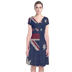 Vintage Australian Flag Short Sleeve Front Wrap Dress by ValentinaDesign