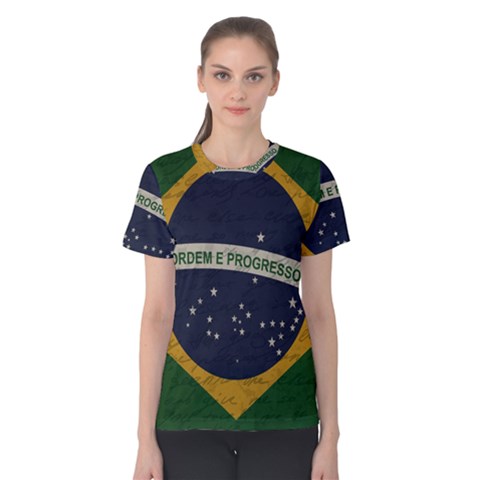 Vintage Flag - Brasil Women s Cotton Tee by ValentinaDesign