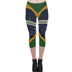 Vintage Flag - Brasil Capri Leggings  by ValentinaDesign