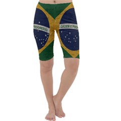 Vintage Flag - Brasil Cropped Leggings  by ValentinaDesign