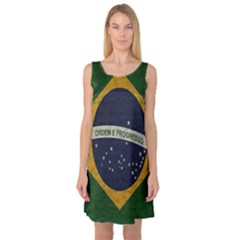 Vintage Flag - Brasil Sleeveless Satin Nightdress by ValentinaDesign