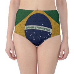 Vintage Flag - Brasil High-waist Bikini Bottoms by ValentinaDesign