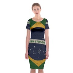 Vintage Flag - Brasil Classic Short Sleeve Midi Dress by ValentinaDesign