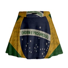 Vintage Flag - Brasil Mini Flare Skirt by ValentinaDesign