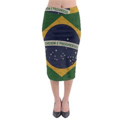 Vintage Flag - Brasil Midi Pencil Skirt by ValentinaDesign