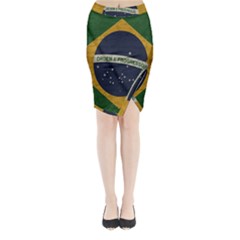 Vintage Flag - Brasil Midi Wrap Pencil Skirt by ValentinaDesign