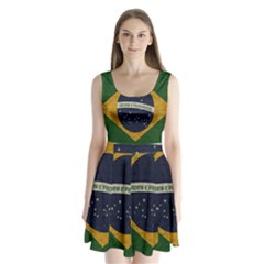 Vintage Flag - Brasil Split Back Mini Dress  by ValentinaDesign