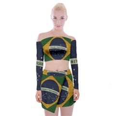 Vintage Flag - Brasil Off Shoulder Top With Skirt Set