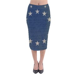 Vintage Flag - Eu Velvet Midi Pencil Skirt by ValentinaDesign