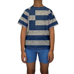 Vintage Flag - Greece Kids  Short Sleeve Swimwear