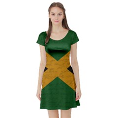 Vintage Flag - Jamaica Short Sleeve Skater Dress by ValentinaDesign