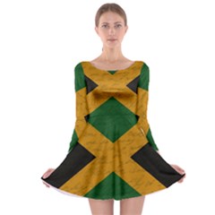 Vintage Flag - Jamaica Long Sleeve Skater Dress by ValentinaDesign