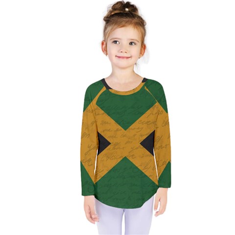 Vintage Flag - Jamaica Kids  Long Sleeve Tee by ValentinaDesign