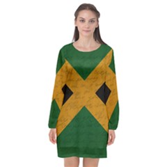 Vintage Flag - Jamaica Long Sleeve Chiffon Shift Dress  by ValentinaDesign