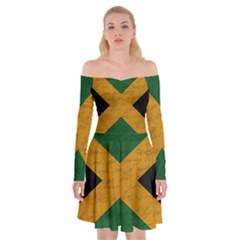 Vintage Flag - Jamaica Off Shoulder Skater Dress by ValentinaDesign