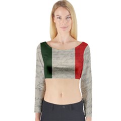 Vintage Flag - Italia Long Sleeve Crop Top by ValentinaDesign