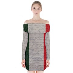 Vintage Flag - Italia Long Sleeve Off Shoulder Dress by ValentinaDesign