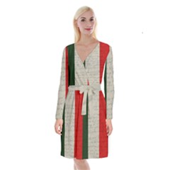 Vintage Flag - Italia Long Sleeve Velvet Front Wrap Dress by ValentinaDesign