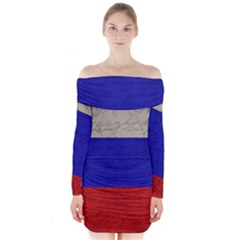 Vintage flag - Russia Long Sleeve Off Shoulder Dress