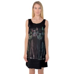 Cats Sleeveless Satin Nightdress by Valentinaart