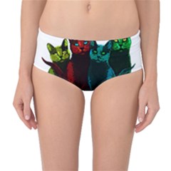 Cats Mid-waist Bikini Bottoms by Valentinaart