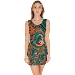 Painted Fractal Sleeveless Bodycon Dress