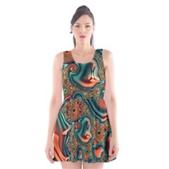 Painted Fractal Scoop Neck Skater Dress