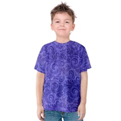 Vibrant Blue Romantic Flower Pattern Kids  Cotton Tee