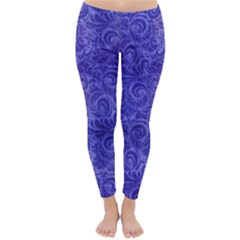 Vibrant Blue Romantic Flower Pattern Classic Winter Leggings