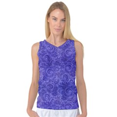 Vibrant Blue Romantic Flower Pattern Women s Basketball Tank Top by Ivana