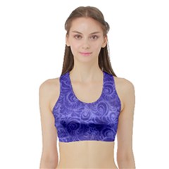 Vibrant Blue Romantic Flower Pattern Sports Bra with Border