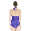 Vibrant Blue Romantic Flower Pattern Halter Swimsuit View2