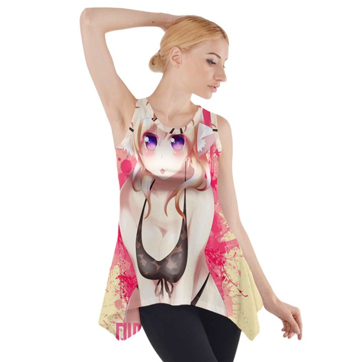 Blonde Hair Bikini Furry Girl Side Drop Tank Tunic