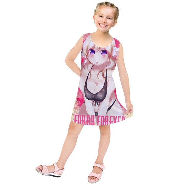 Blonde Hair Bikini Furry Girl Kids  Tunic Dress