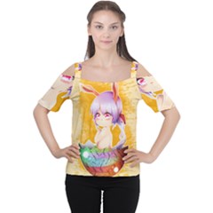 Easter Bunny Furry Women s Cutout Shoulder Tee