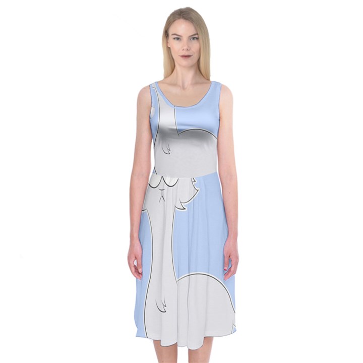 Grumpy Persian Cat Llama Midi Sleeveless Dress