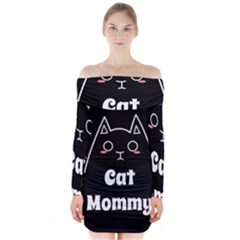 Love My Cat Mommy Long Sleeve Off Shoulder Dress by Catifornia