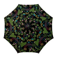 Wreaths Flower Floral Leaf Rose Sunflower Green Yellow Black Golf Umbrellas by Mariart