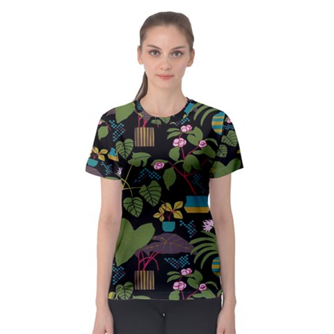 Wreaths Flower Floral Leaf Rose Sunflower Green Yellow Black Women s Sport Mesh Tee by Mariart